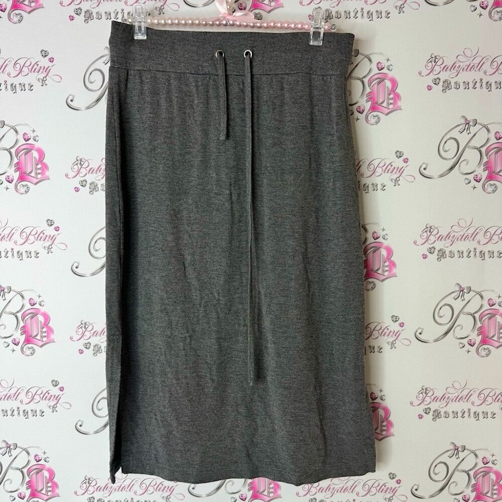 Press skirt tie up waist dark grey Elegant Charcoal Pencil Skirt
